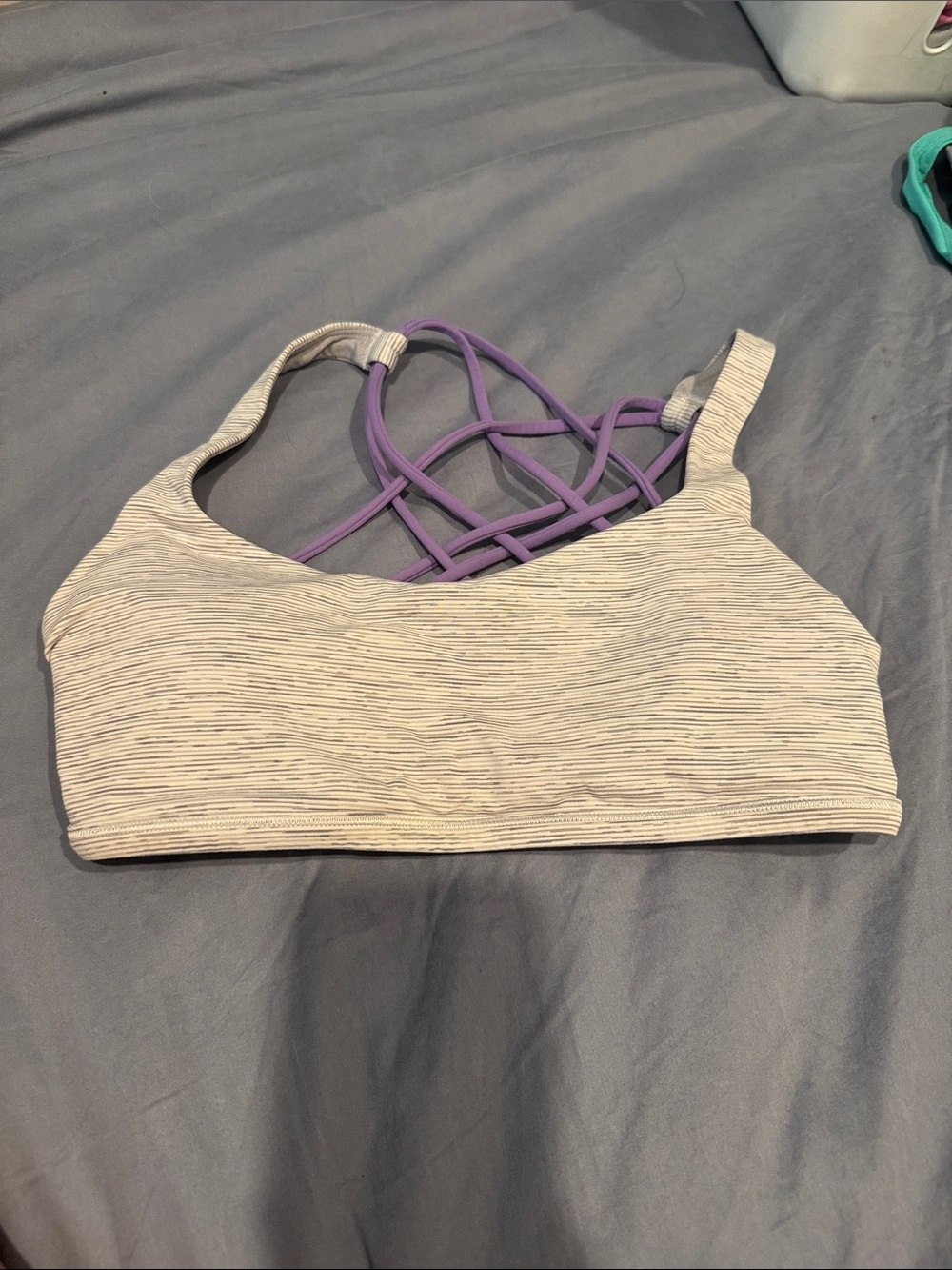 Lululemon Free To Be Wild Sports Bra Strappy Wirefree Gray Purple 6
